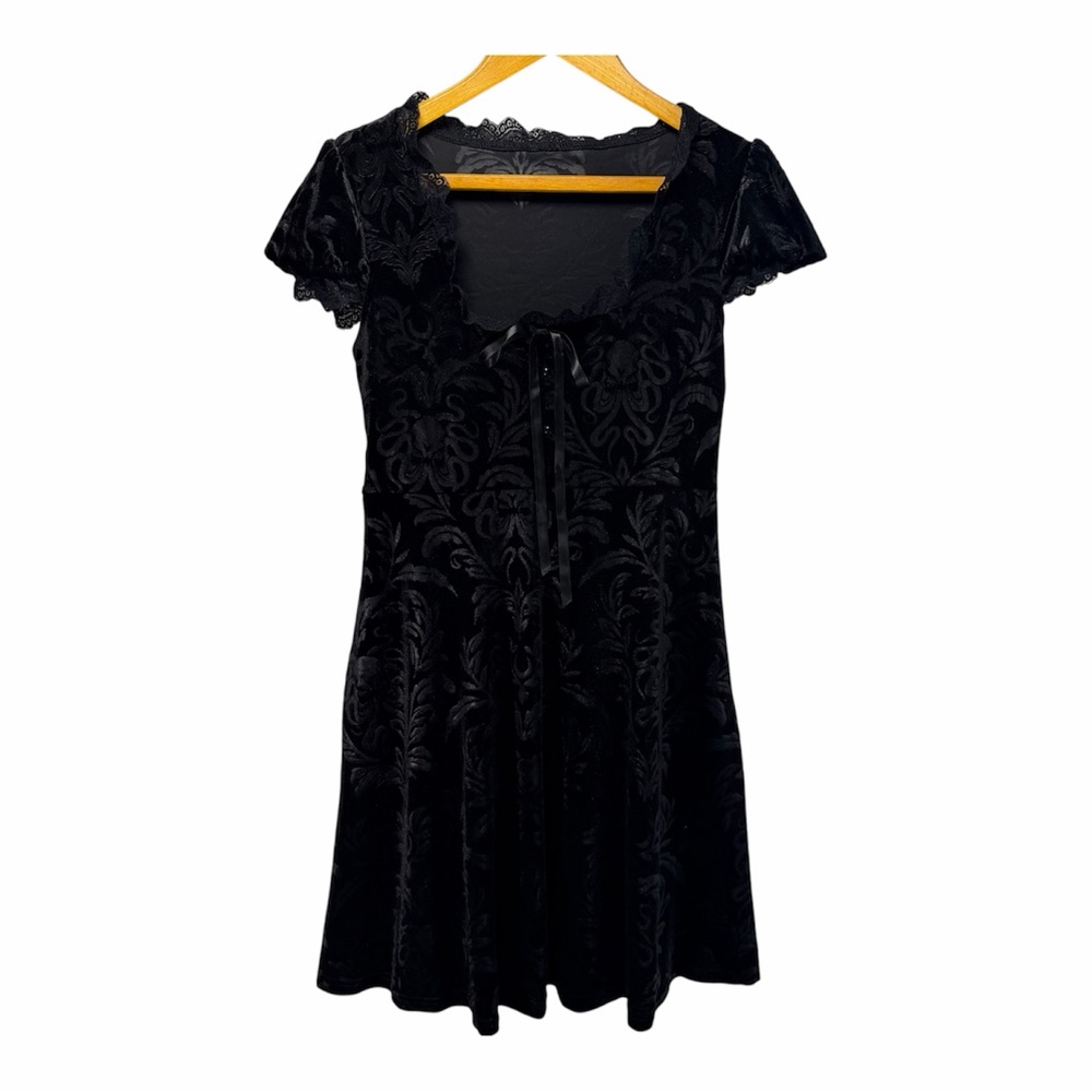 Black Velvet Dress Burnt Out Damask Whimsigoth Practical Magic Dark Romantic L